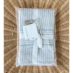 NEW Serena & Lily Stone Harbor Linen Euro Pillow Sham-Fog Grey/Coastal Blue